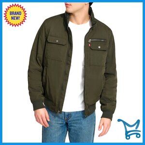 Men's Stand Collar Utility Bomber Jacket with Functional Pockets
